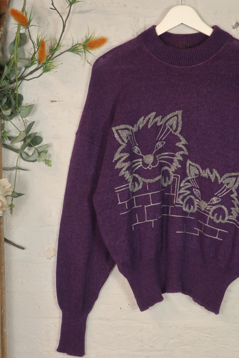 Vintage Knit Jumper - Amethyst Aristocats - Size L