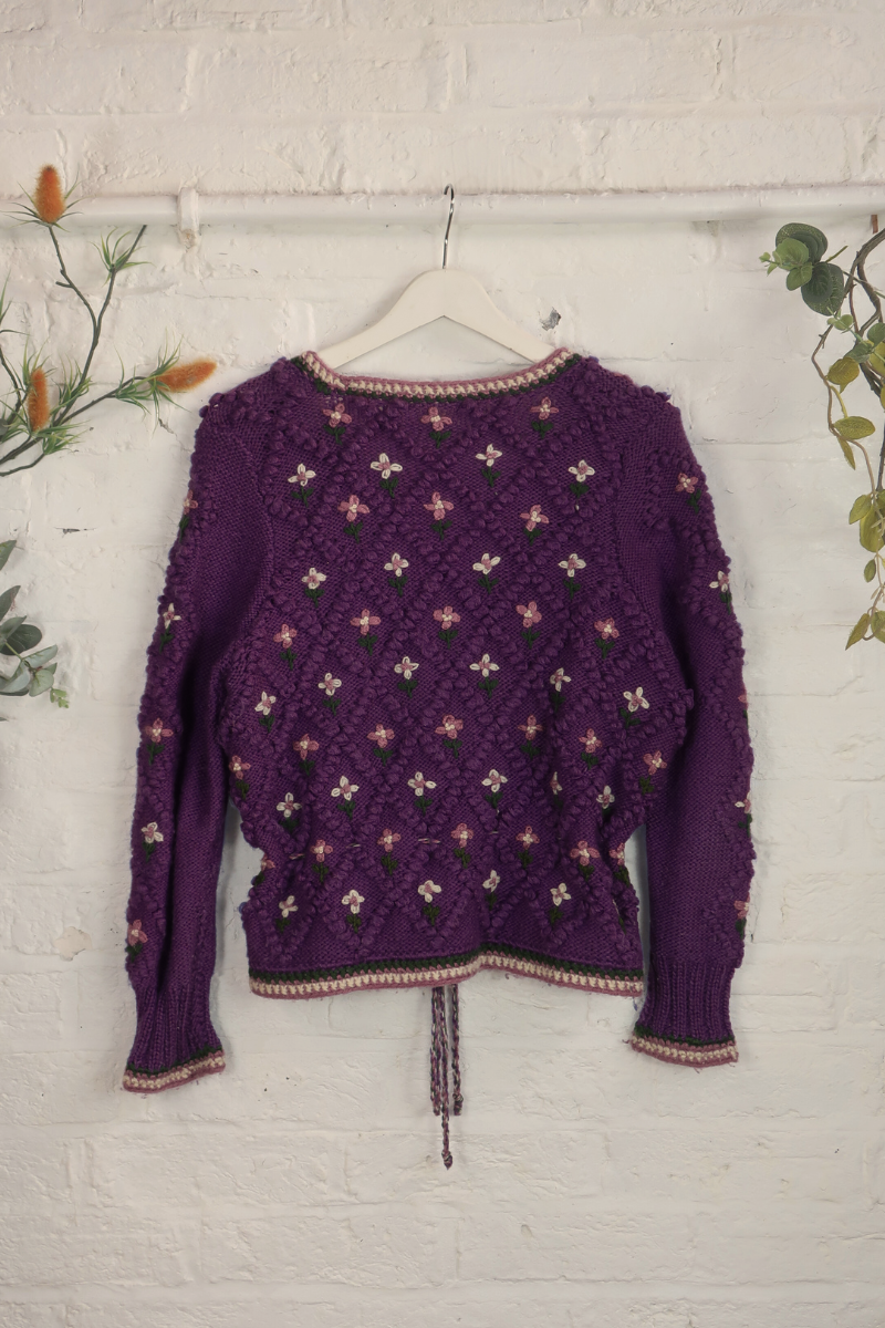 Vintage Knit Cardigan - Field Of Lavender - Size M