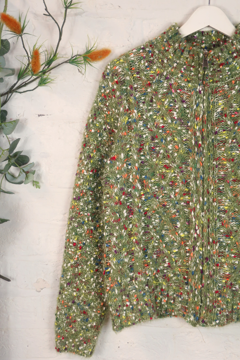 Vintage Knit Cardigan - Spring Flower Field - Size M/L