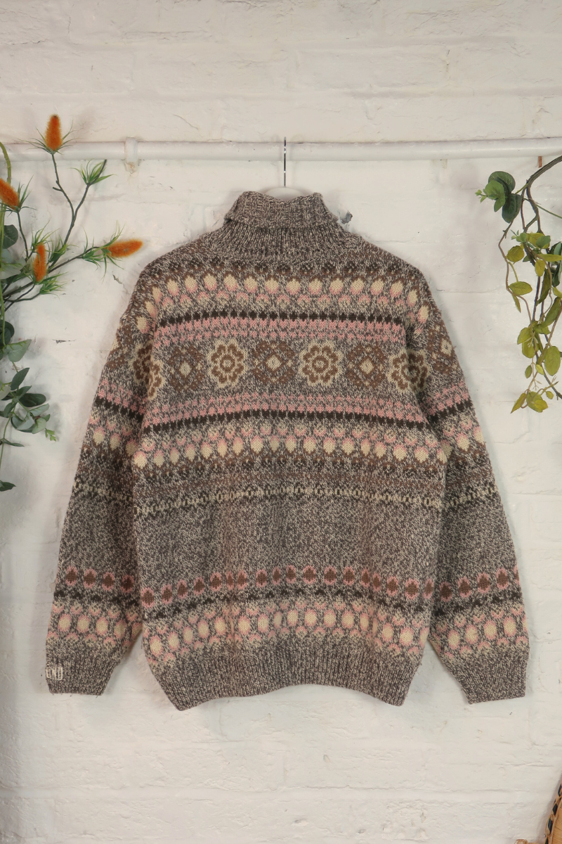 Vintage Knit Jumper - Hazy Pastel Florals - Size L/XL