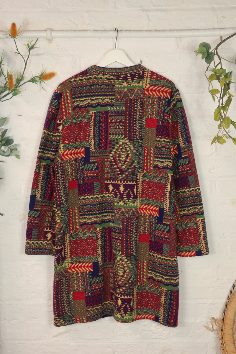 Vintage Knit Jacket - Abstract Paintbox Tapestry - Size L