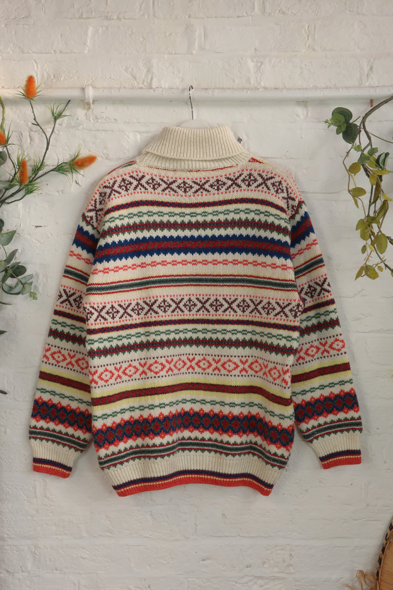 Vintage Knit Jumper - Paintbox Fair Isle - Size XL