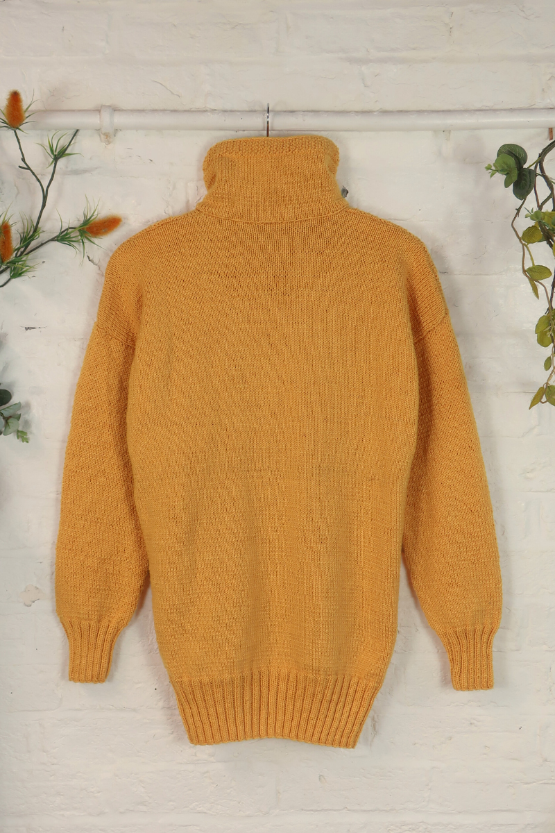 Vintage Knit Cardigan - Mustard Cableknit - Size L/XL