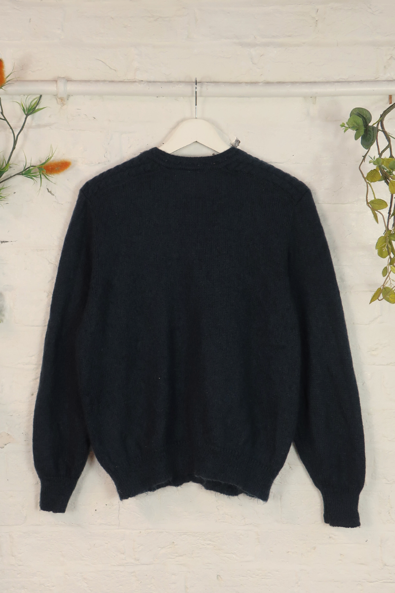 Vintage Knit Cardigan - Flower Pressings - Size L