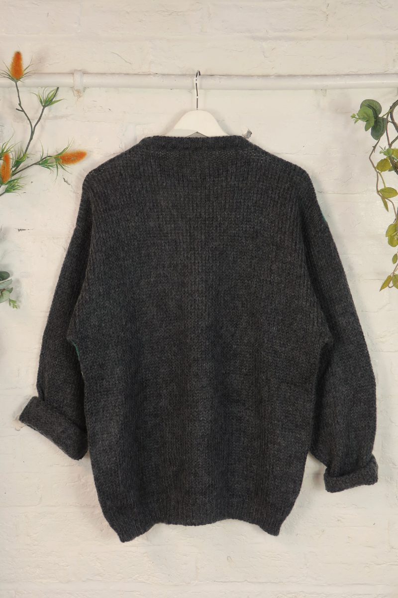 Vintage Knit Jumper - 80s Vivid Cosmos - Size L