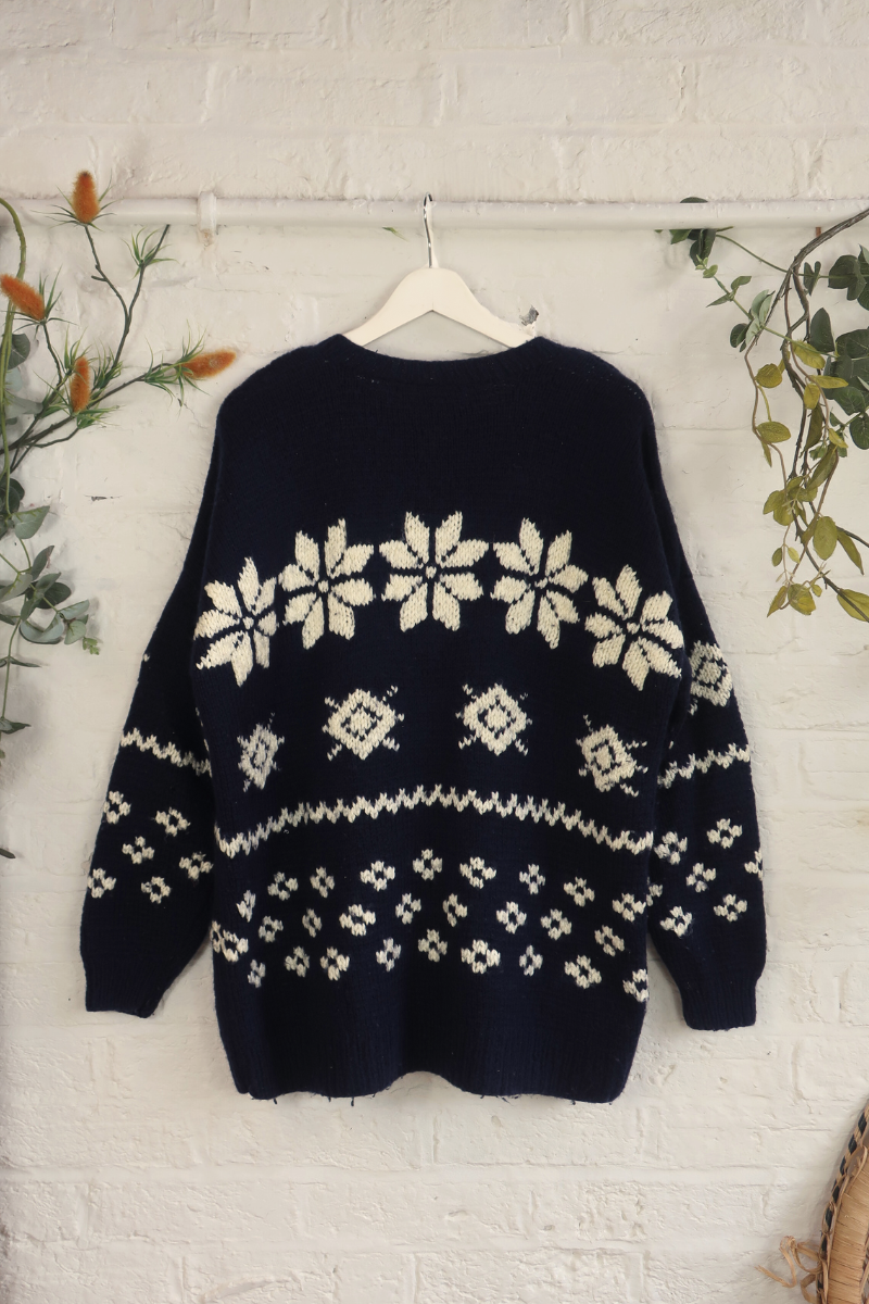 Vintage Knit Jumper - Alpine Navy - Size XXL