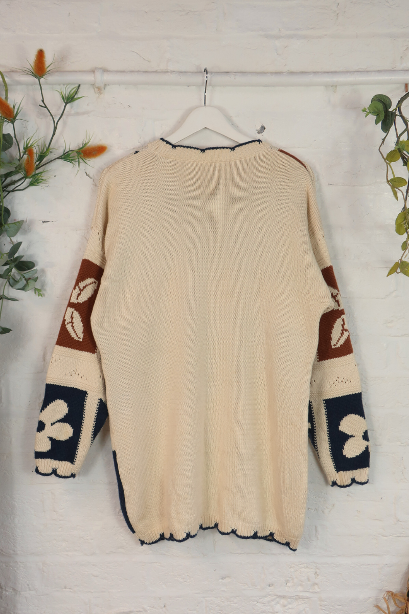 Vintage Knit Jumper - Tic Tac Toe - Size L