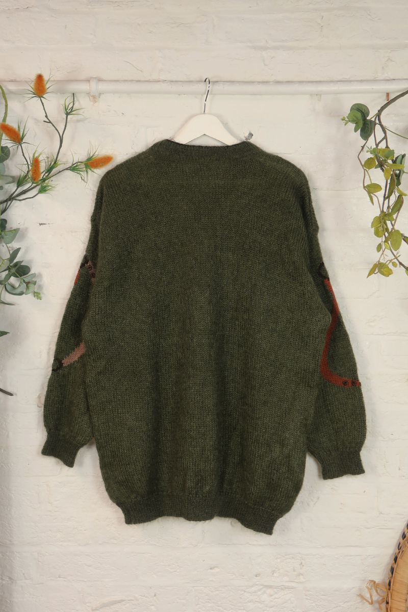 Vintage Knit Jumper - Equestrian Olive Green - Size XXL