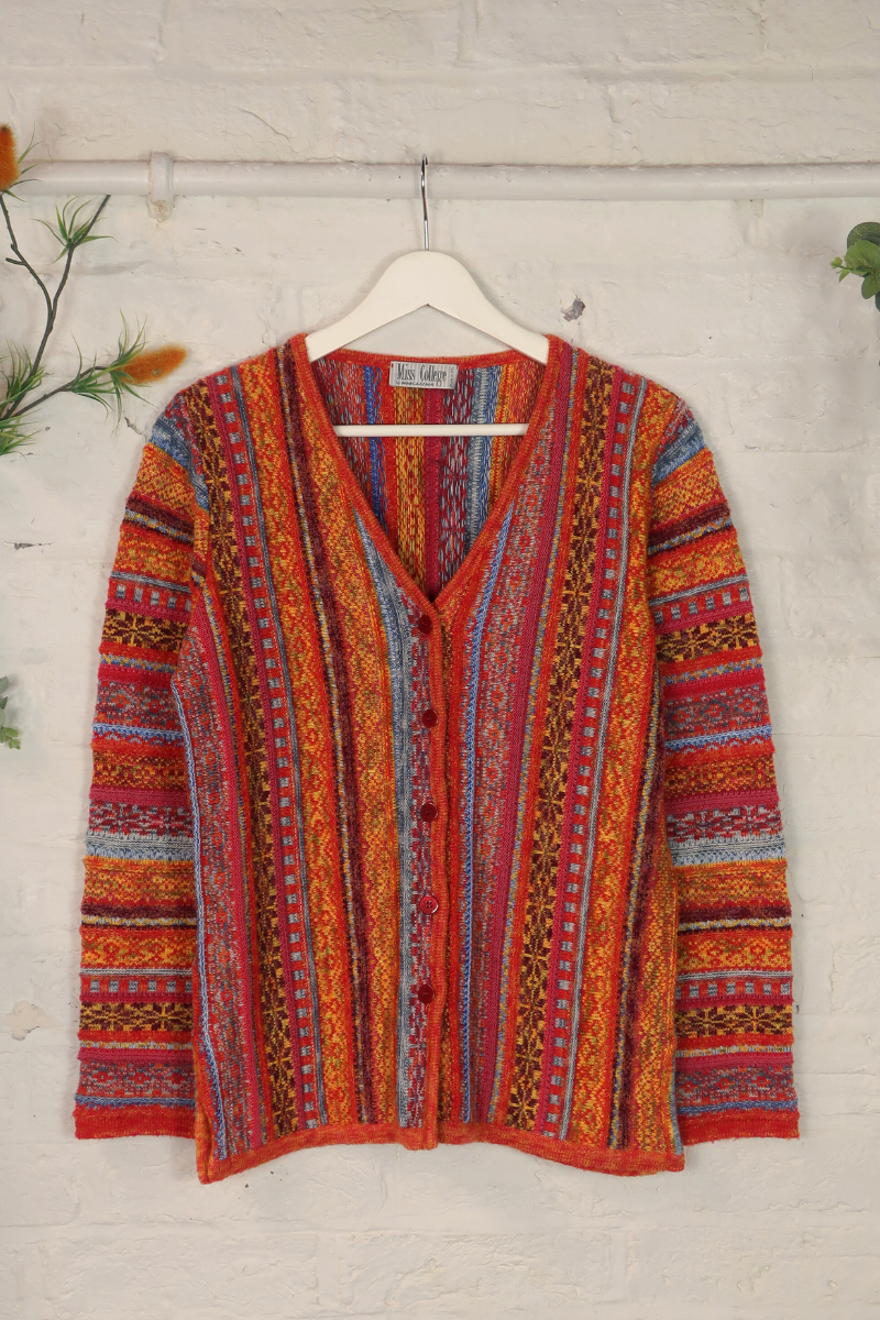 Vintage Knit Cardigan - Sicilian Sunset Stripe - Size M/L