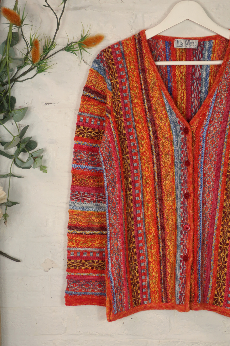 Vintage Knit Cardigan - Sicilian Sunset Stripe - Size M/L