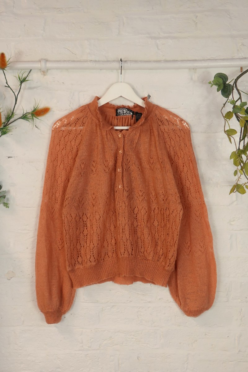 Vintage Knit Jumper - Tangerine Frill - Size S/M