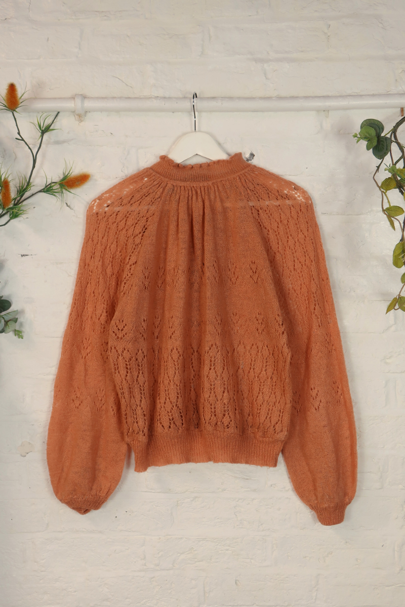 Vintage Knit Jumper - Tangerine Frill - Size S/M