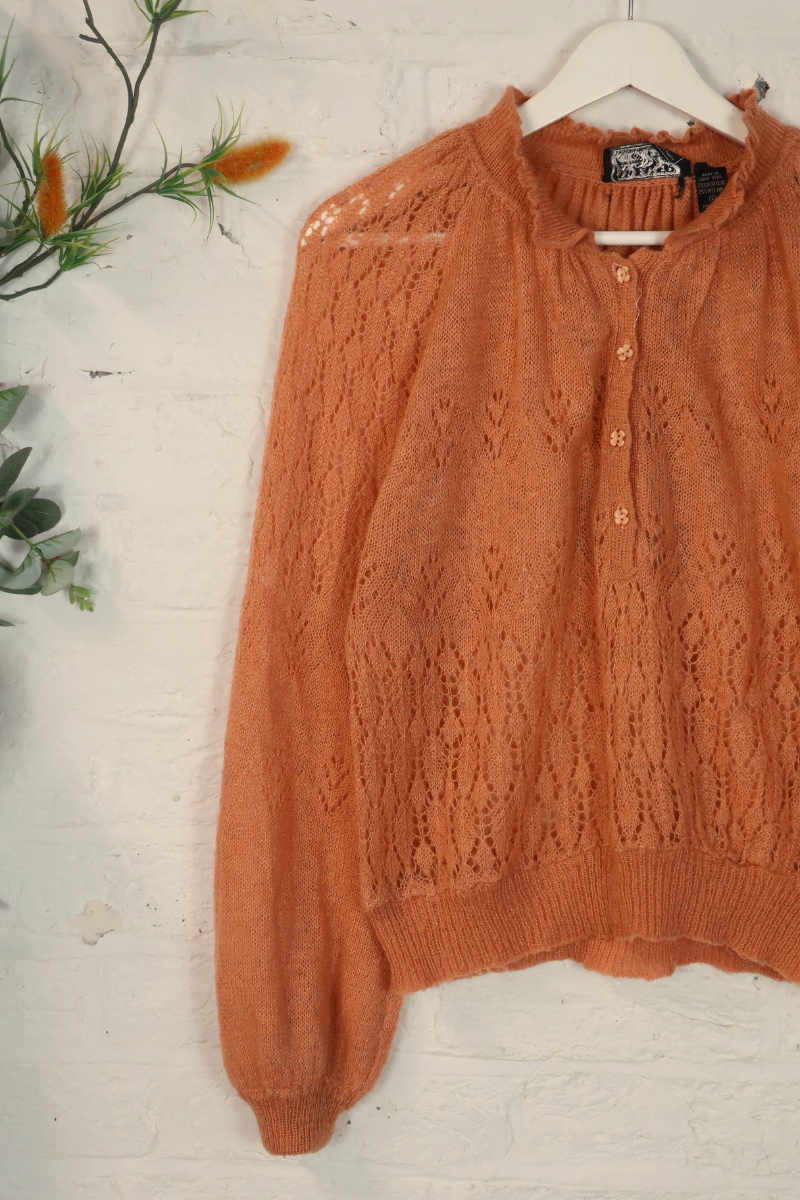 Vintage Knit Jumper - Tangerine Frill - Size S/M