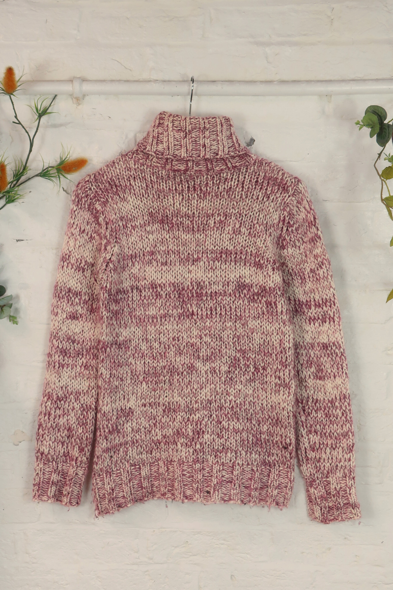 Vintage Knit Jumper - Raspberry Ripple - Size M