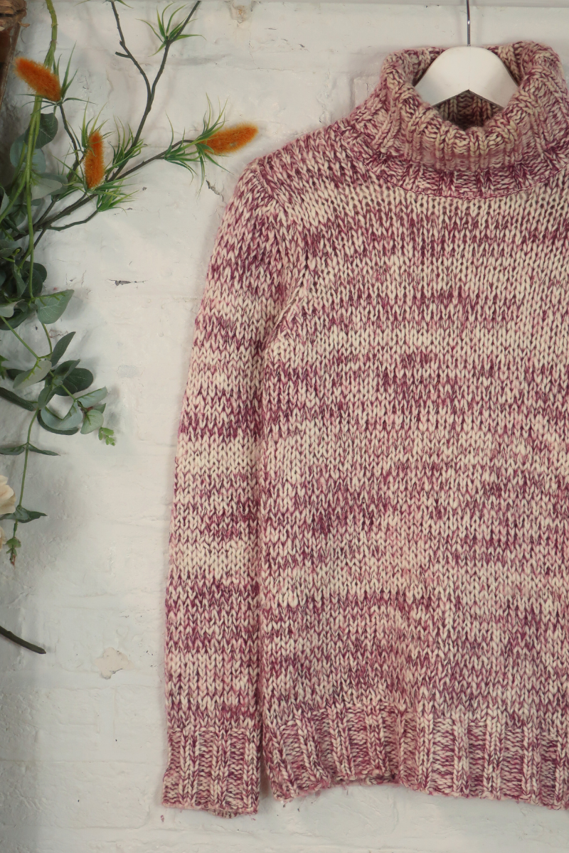 Vintage Knit Jumper - Raspberry Ripple - Size M