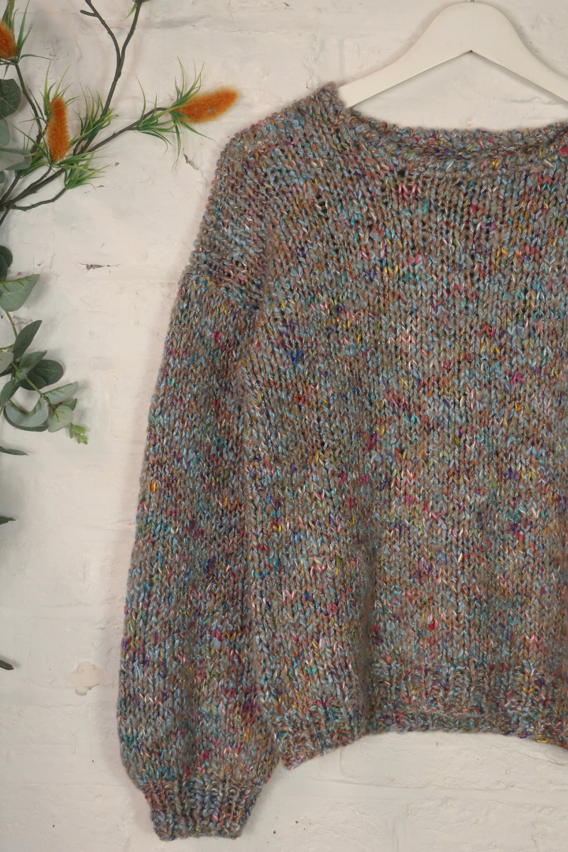 Vintage Knit Jumper - Watercolour Sky - Size S/M