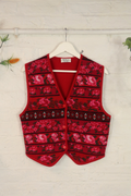 Vintage Knit Waistcoat - Scarlet Rose - Size M/L