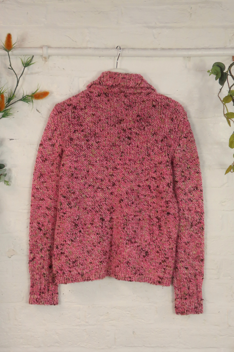 Vintage Knit Cardigan - Frosted Peony Pink - Size L