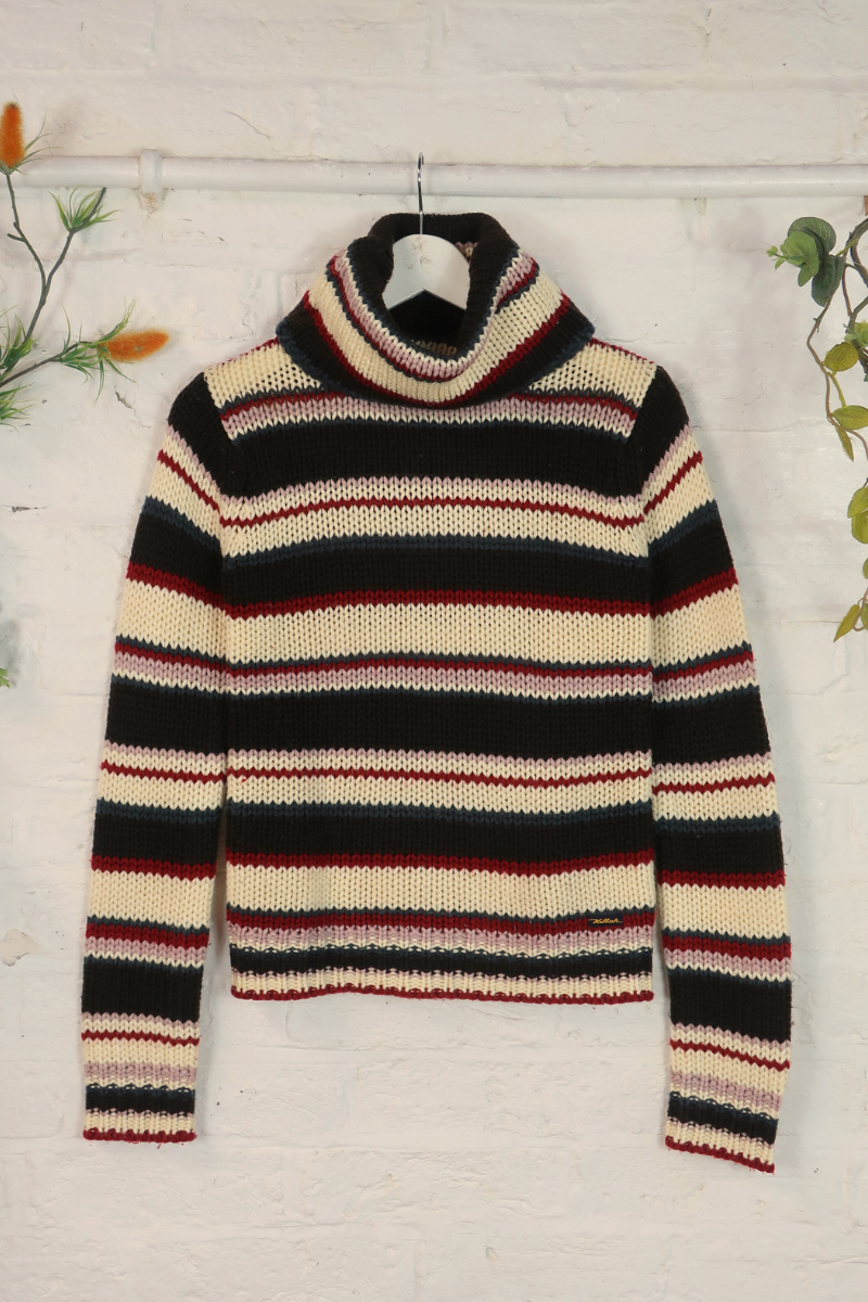Vintage Knit Jumper - Liquorice Stripe - Size M