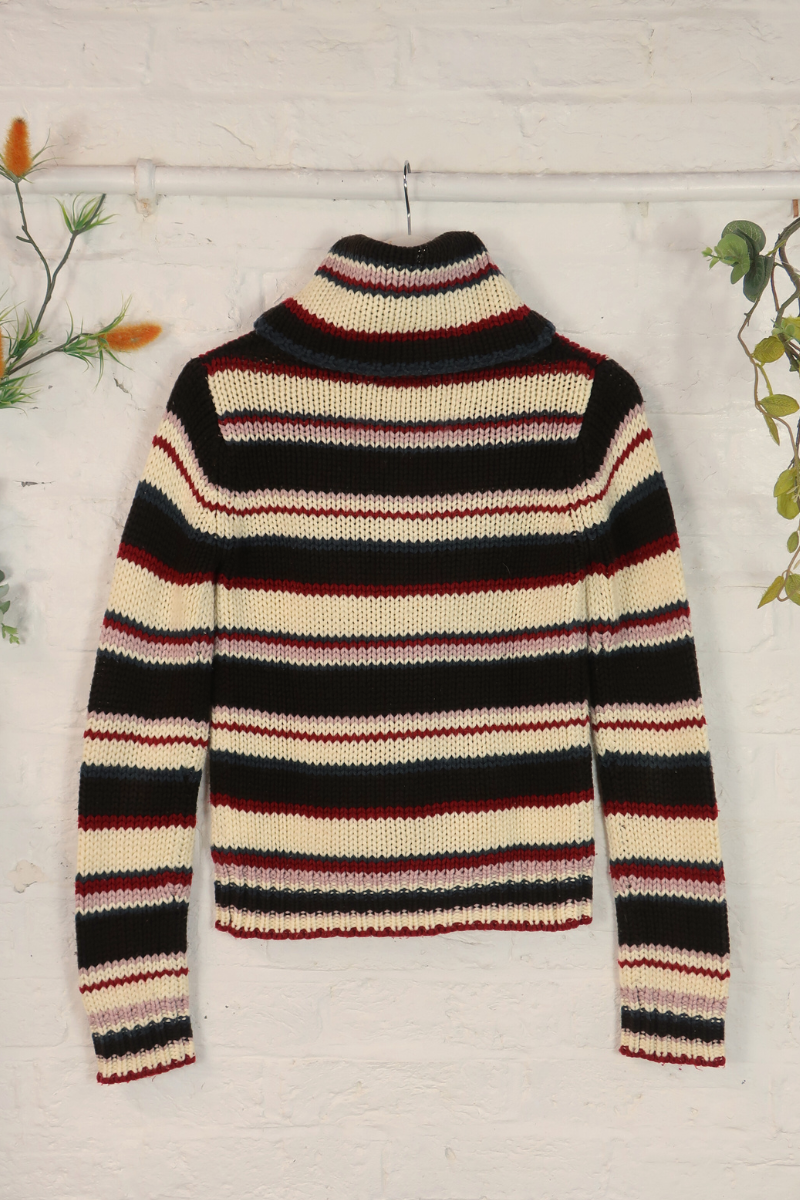 Vintage Knit Jumper - Liquorice Stripe - Size M