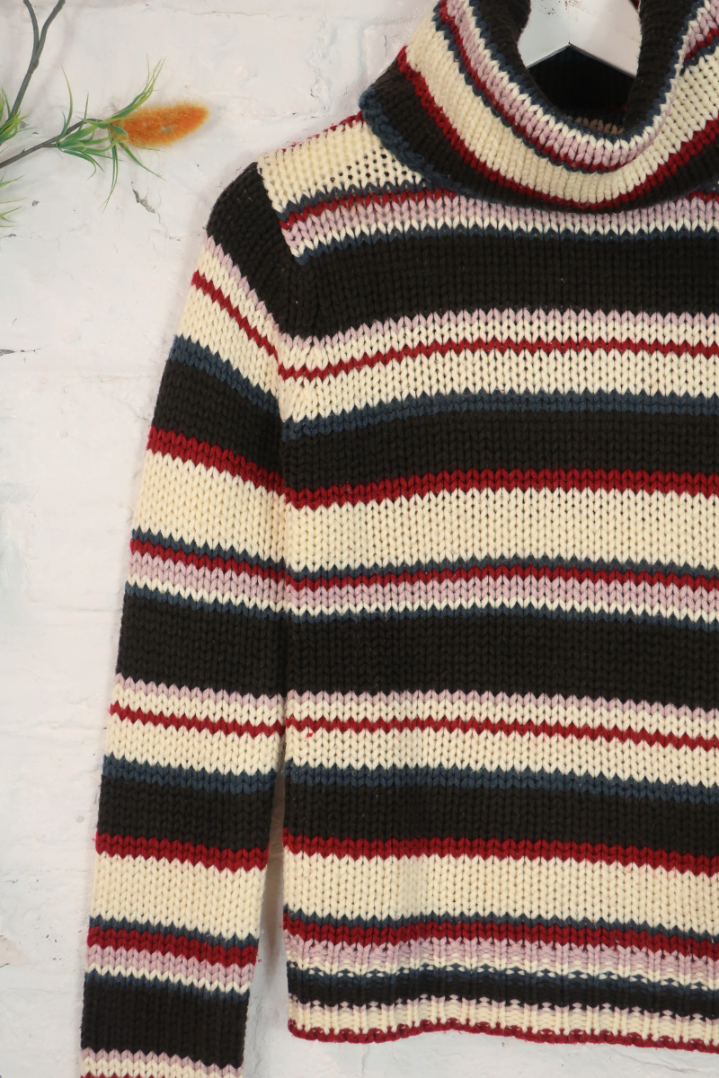 Vintage Knit Jumper - Liquorice Stripe - Size M