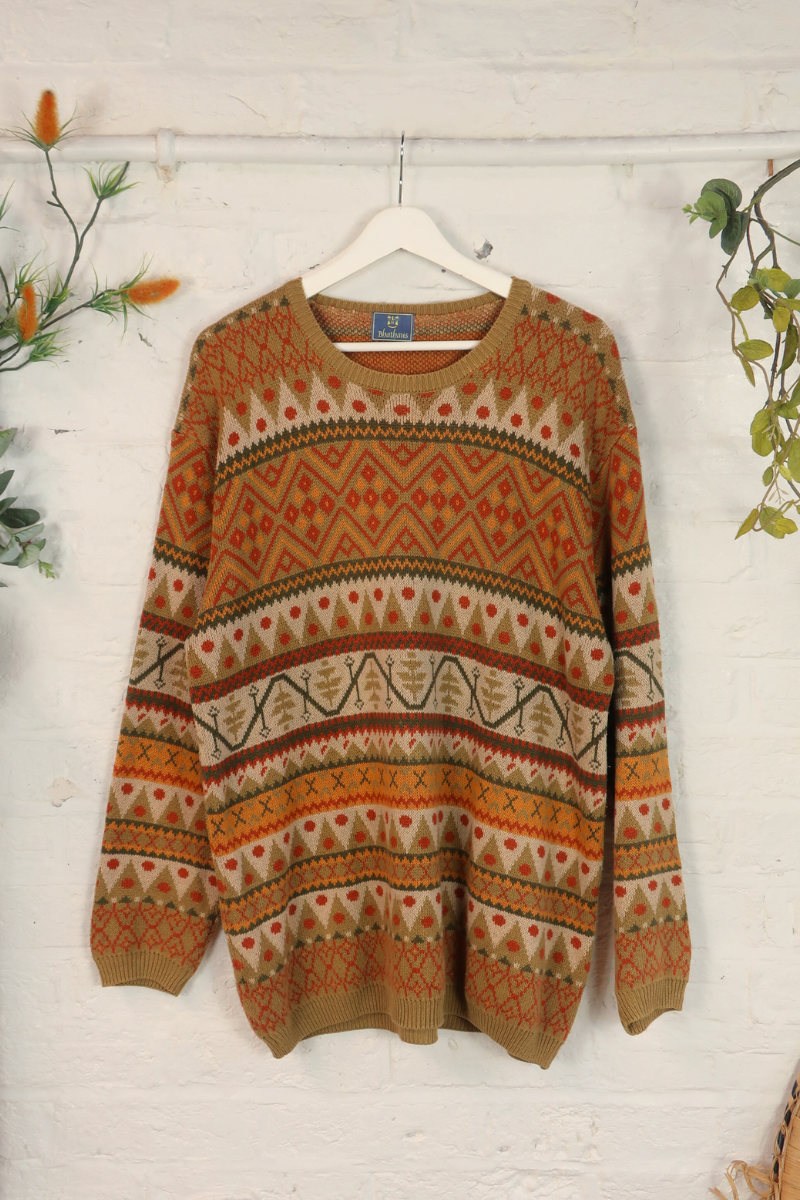 Vintage Knit Jumper - Forest Sunset - Size XL