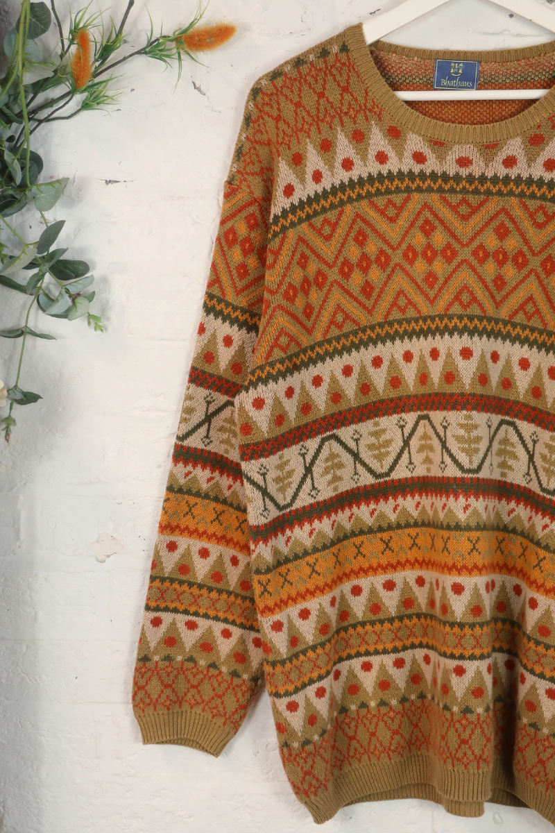 Vintage Knit Jumper - Forest Sunset - Size XL