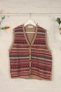 Vintage Knit Waistcoat - Bookish Pastel Stripes - Size M/L