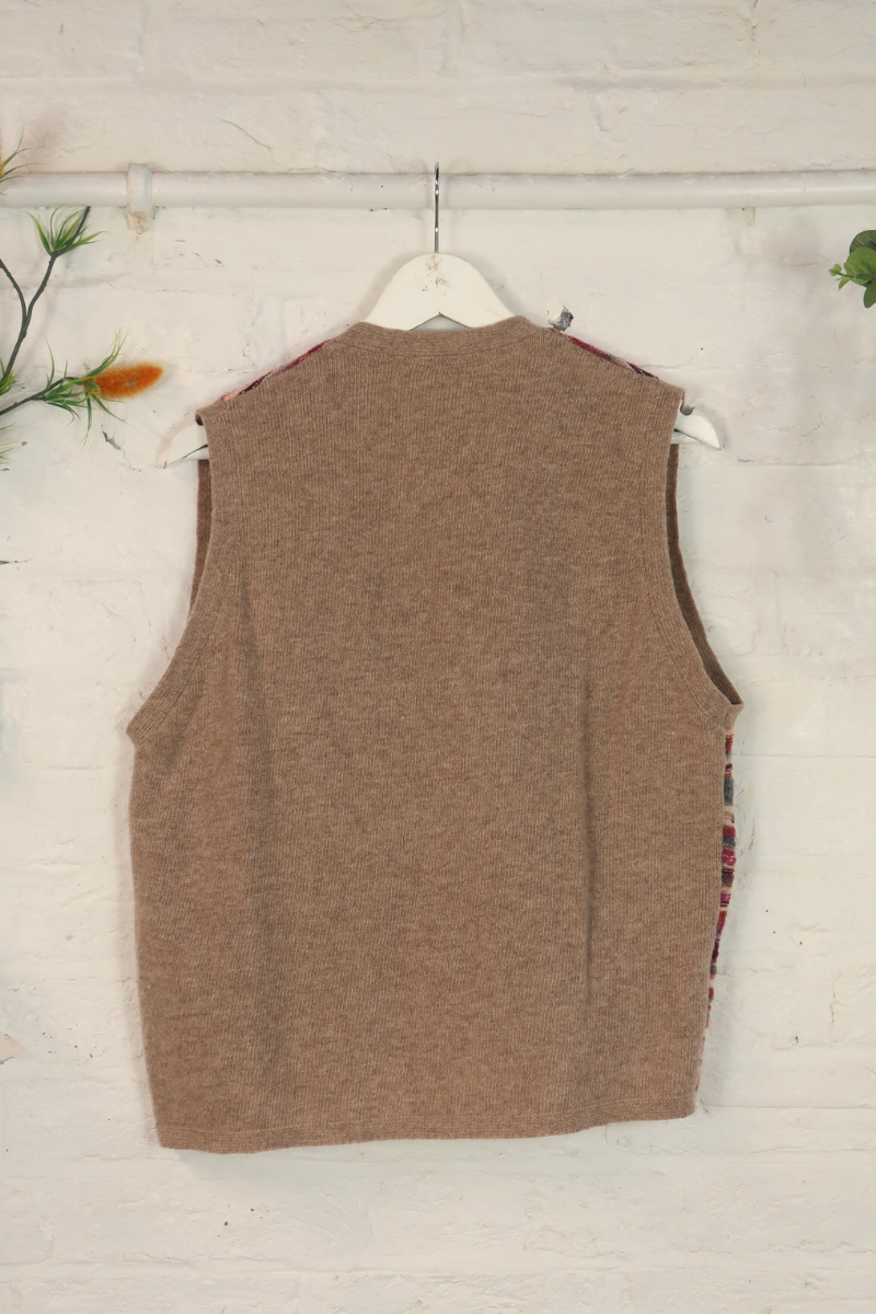 Vintage Knit Waistcoat - Bookish Pastel Stripes - Size M/L