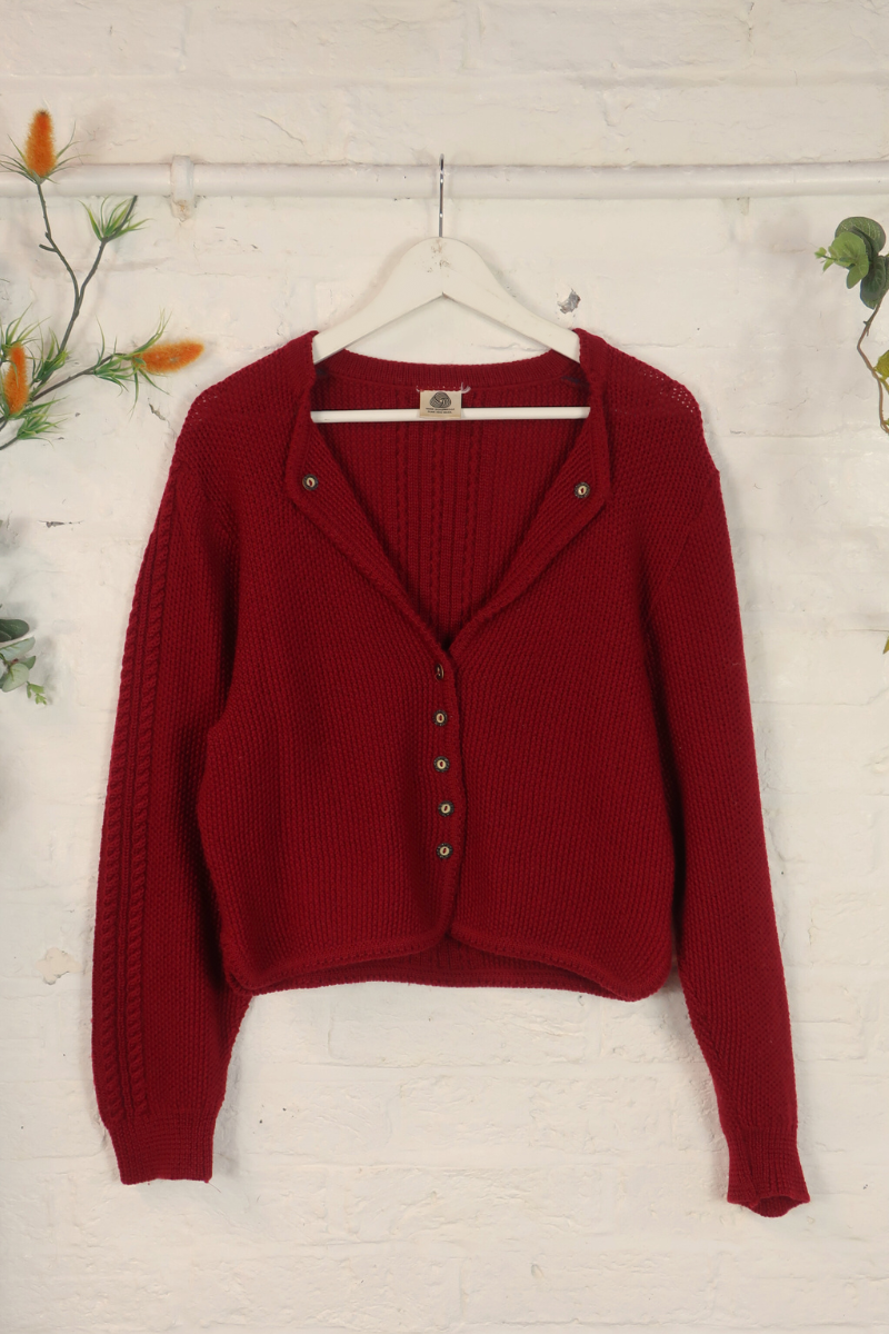 Vintage Knit Cardigan - Antique Merlot - Size M/L