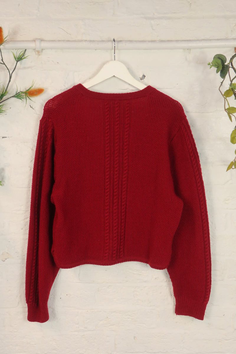 Vintage Knit Cardigan - Antique Merlot - Size M/L