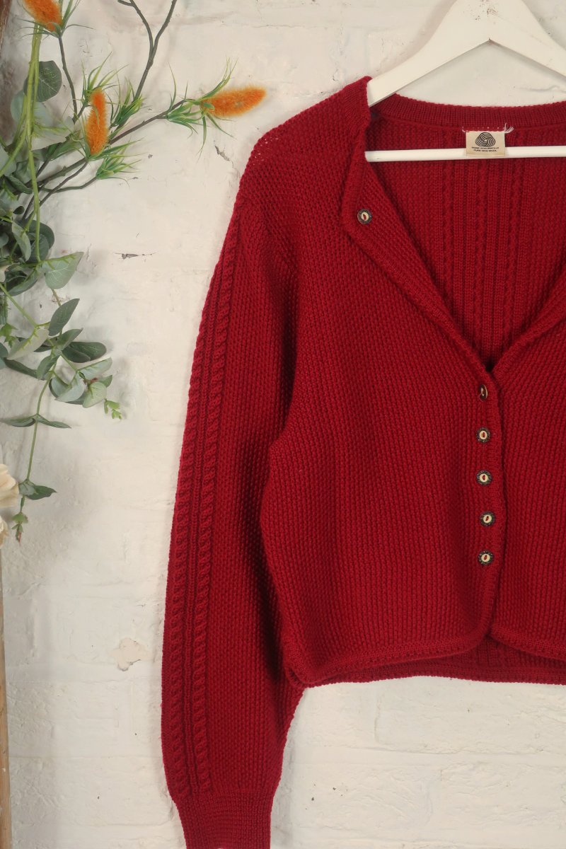 Vintage Knit Cardigan - Antique Merlot - Size M/L