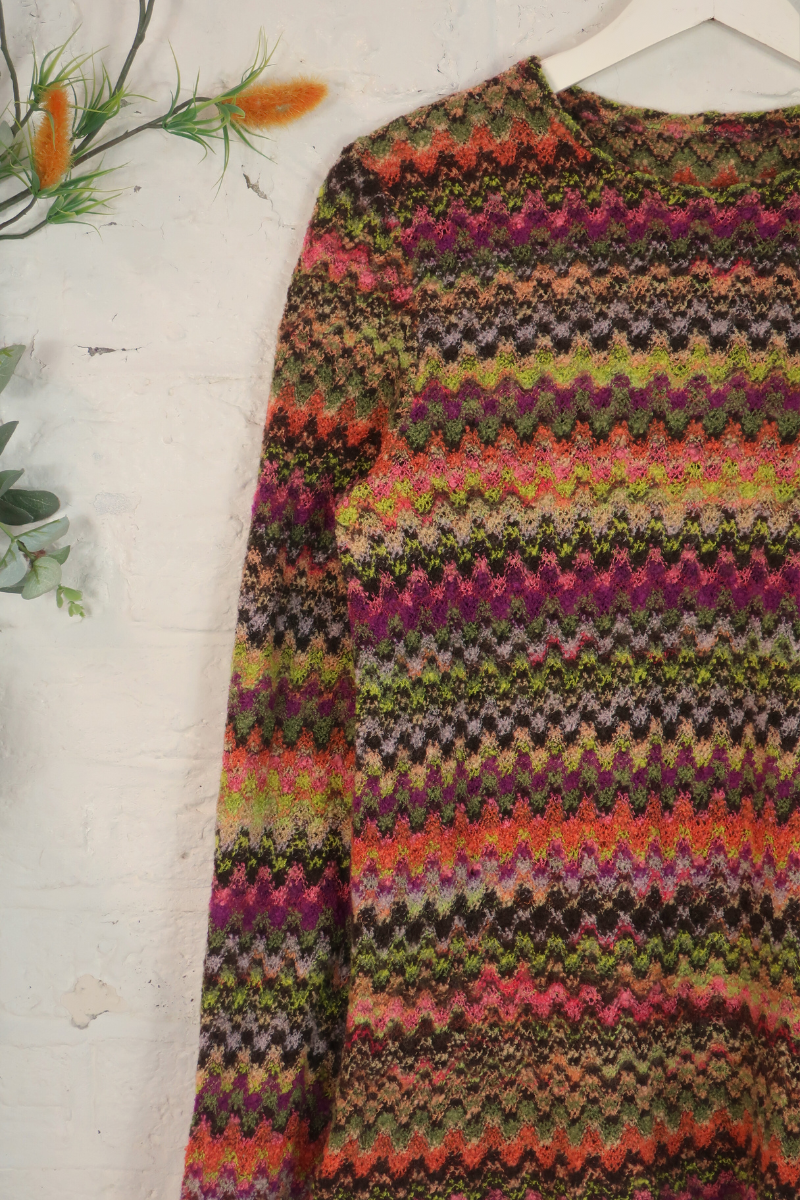 Vintage Knit Jumper - Sangria Stripe - Size M