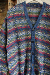 Vintage Knit Cardigan - Speckled Indigo Stripe - Size XL/XXL by All About Audrey