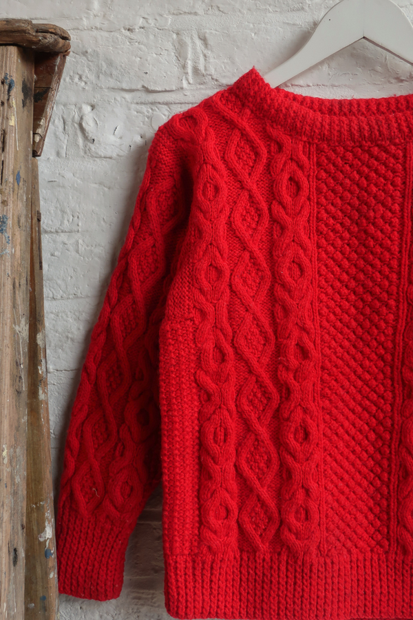 Vintage Knit Jumper - Candy Apple - Size XS/S