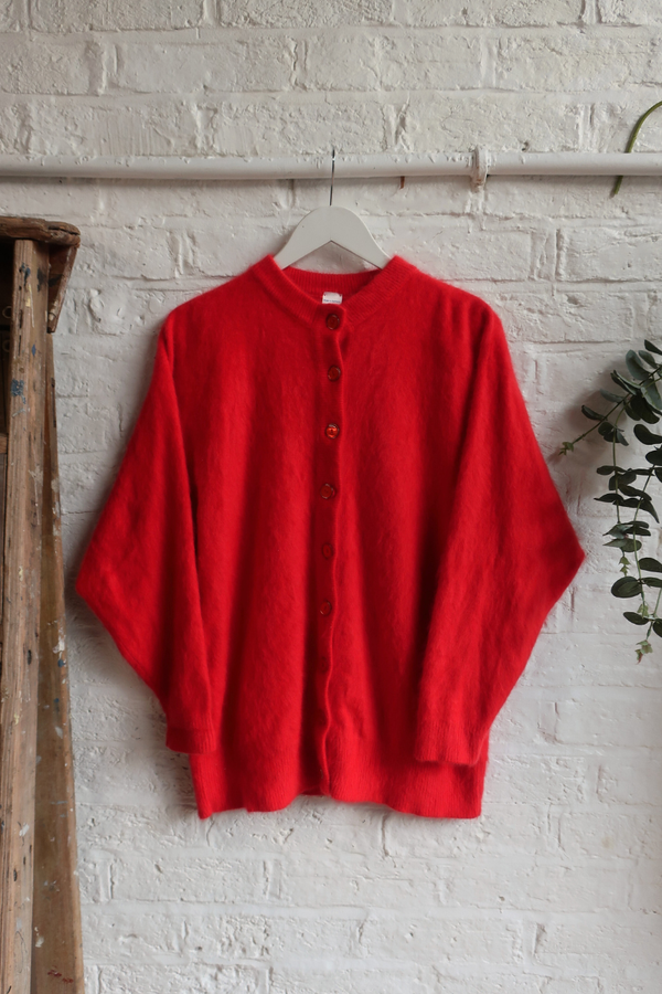 Vintage Knit Cardigan - Cardinal Red - Size L