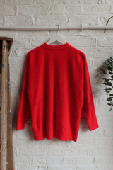 Vintage Knit Cardigan - Cardinal Red - Size L