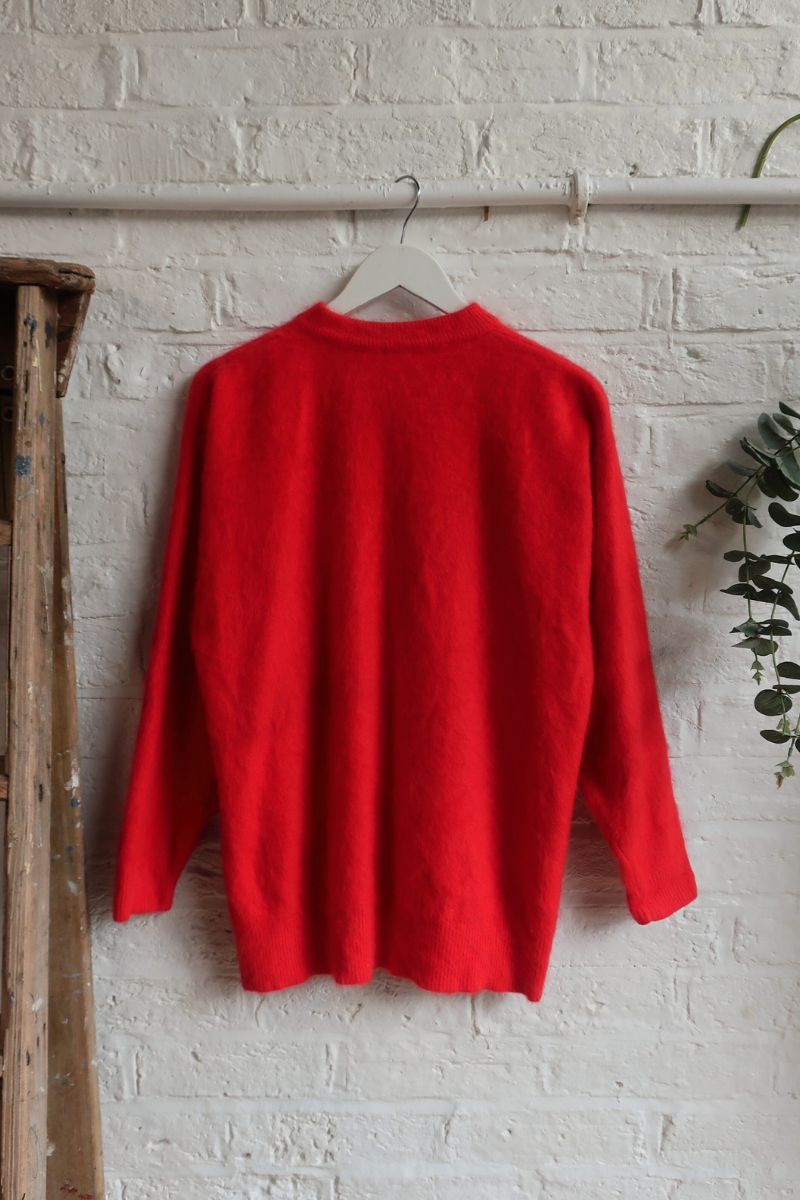 Vintage Knit Cardigan - Cardinal Red - Size L
