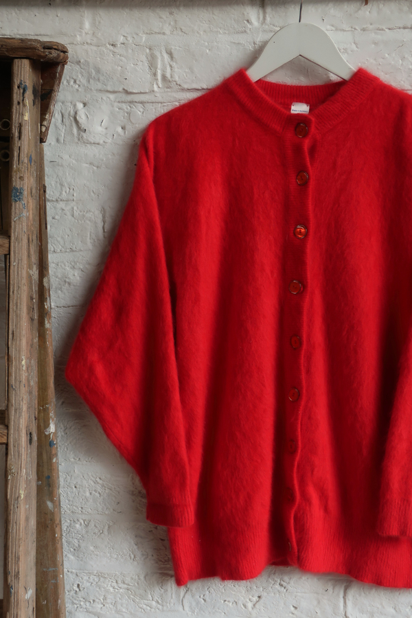Vintage Knit Cardigan - Cardinal Red - Size L