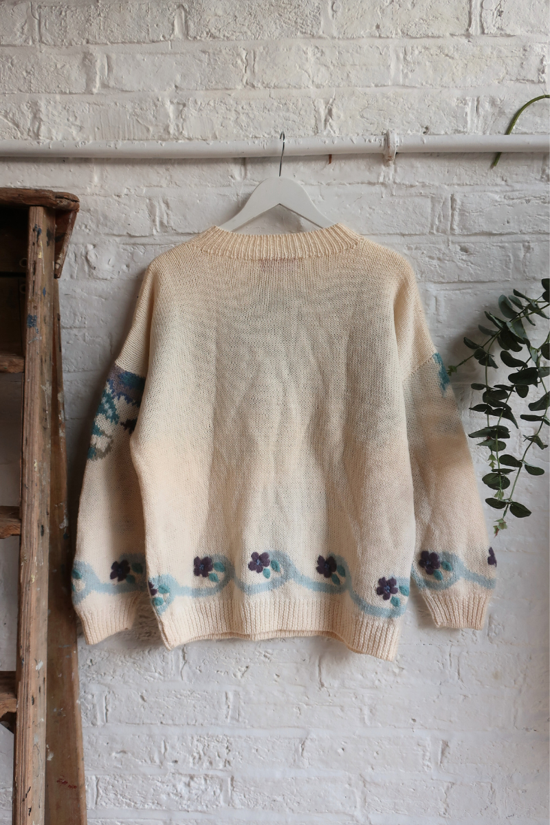 Vintage Knit Jumper - Winter Bouquet - Size XL