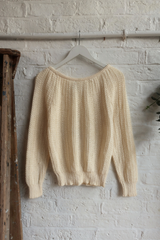 Vintage Knit Jumper - Cream Crochet - Size M