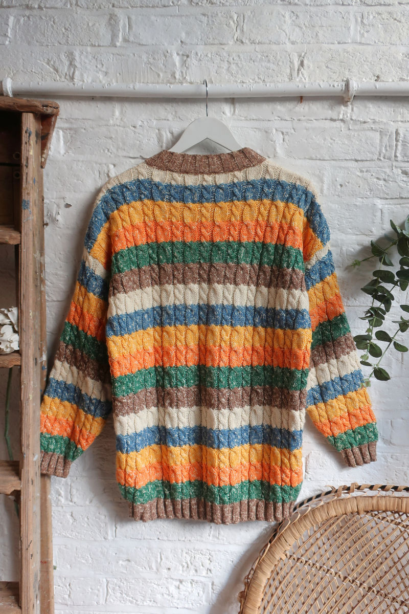 Vintage Knit Jumper - Shades Of Fall - Size L