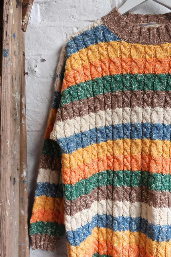 Vintage Knit Jumper - Shades Of Fall - Size L