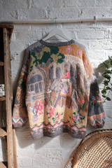 Vintage Knit Cardigan - Elephant Spring Parade - Size L
