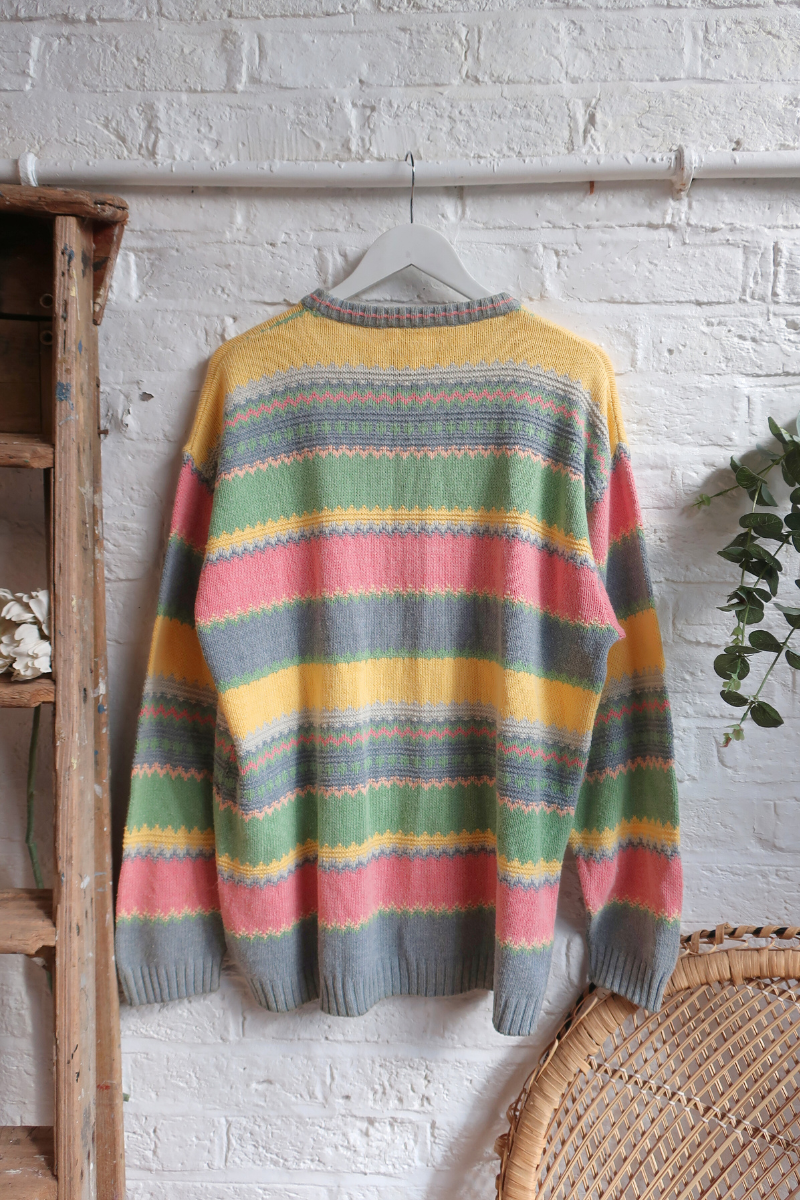 Vintage Knit Jumper - Spring Stripe - Size L