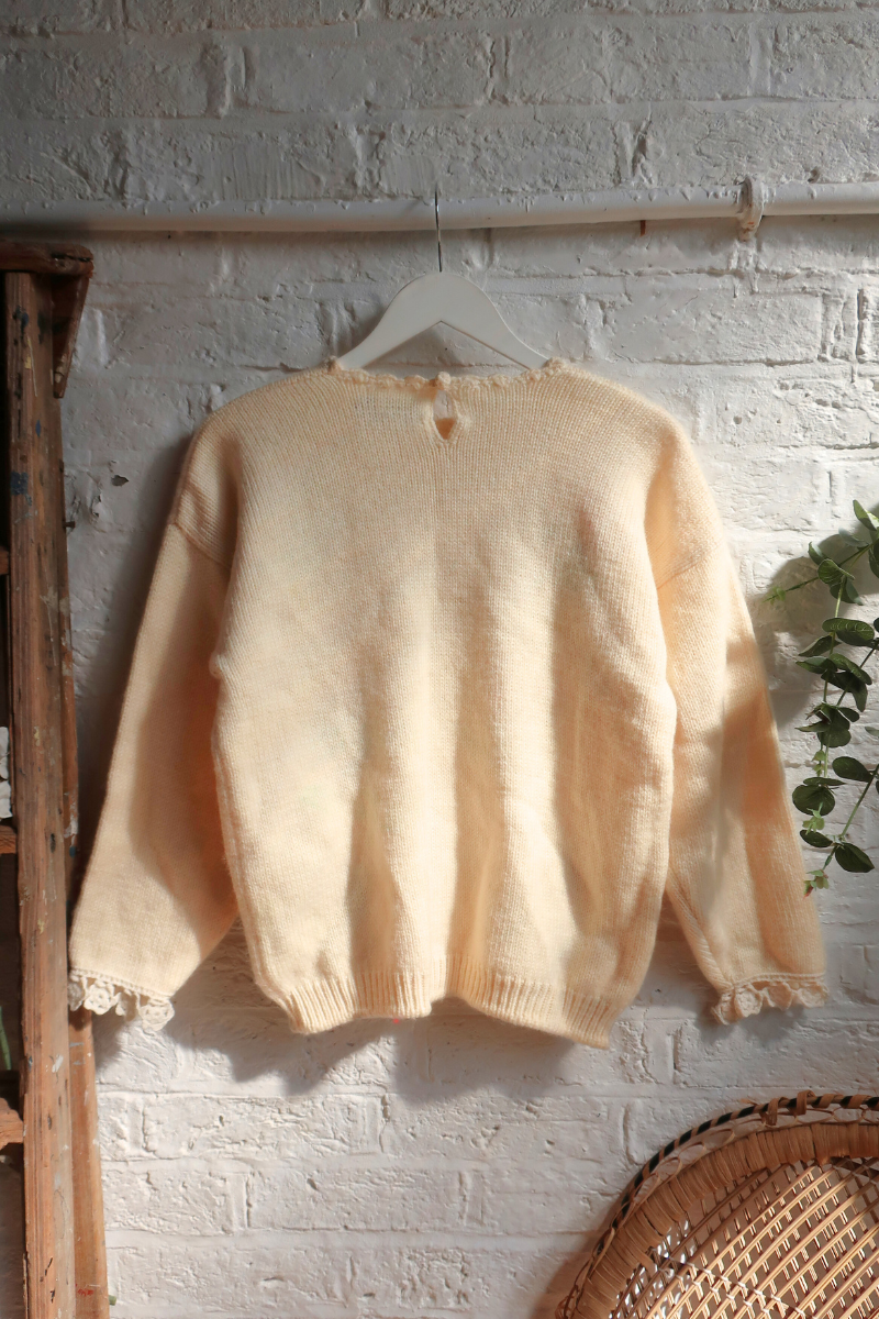 Vintage Knit Jumper - Granny's Tulips - Size M/L