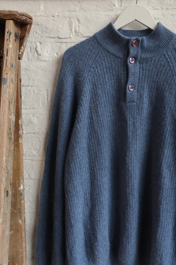 Vintage Knit Jumper - Bookish Blue - Size XXL