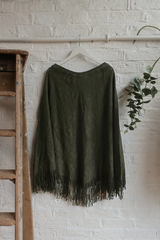 Vintage Knit Poncho - Deep Olive - Free Size