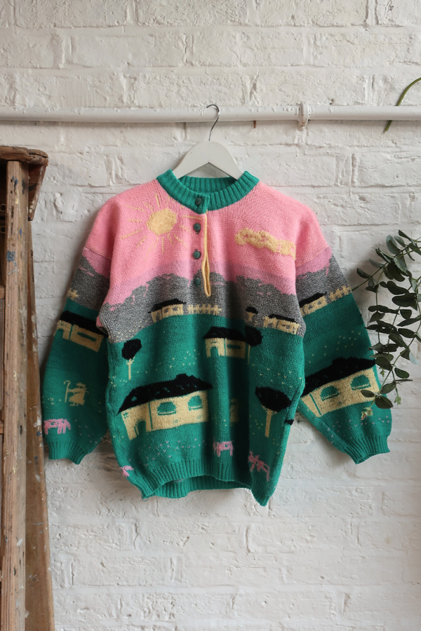 Vintage Knit Jumper - Shepherd Pink Sky - Size L