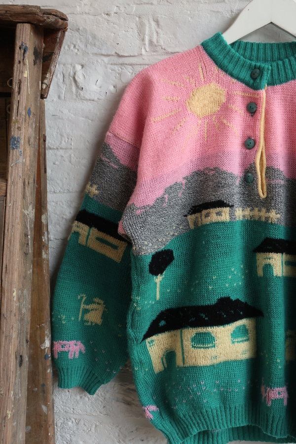 Vintage Knit Jumper - Shepherd Pink Sky - Size L
